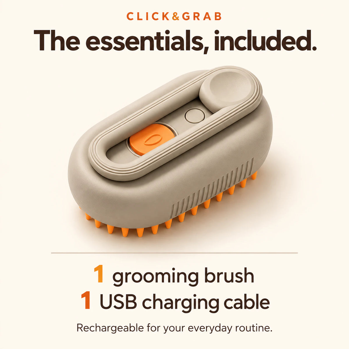 CLICK&GRAB Steam Mist Grooming Brush