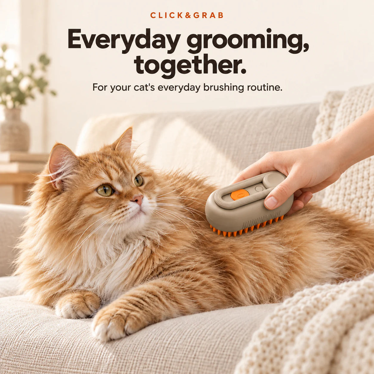CLICK&GRAB Steam Mist Grooming Brush