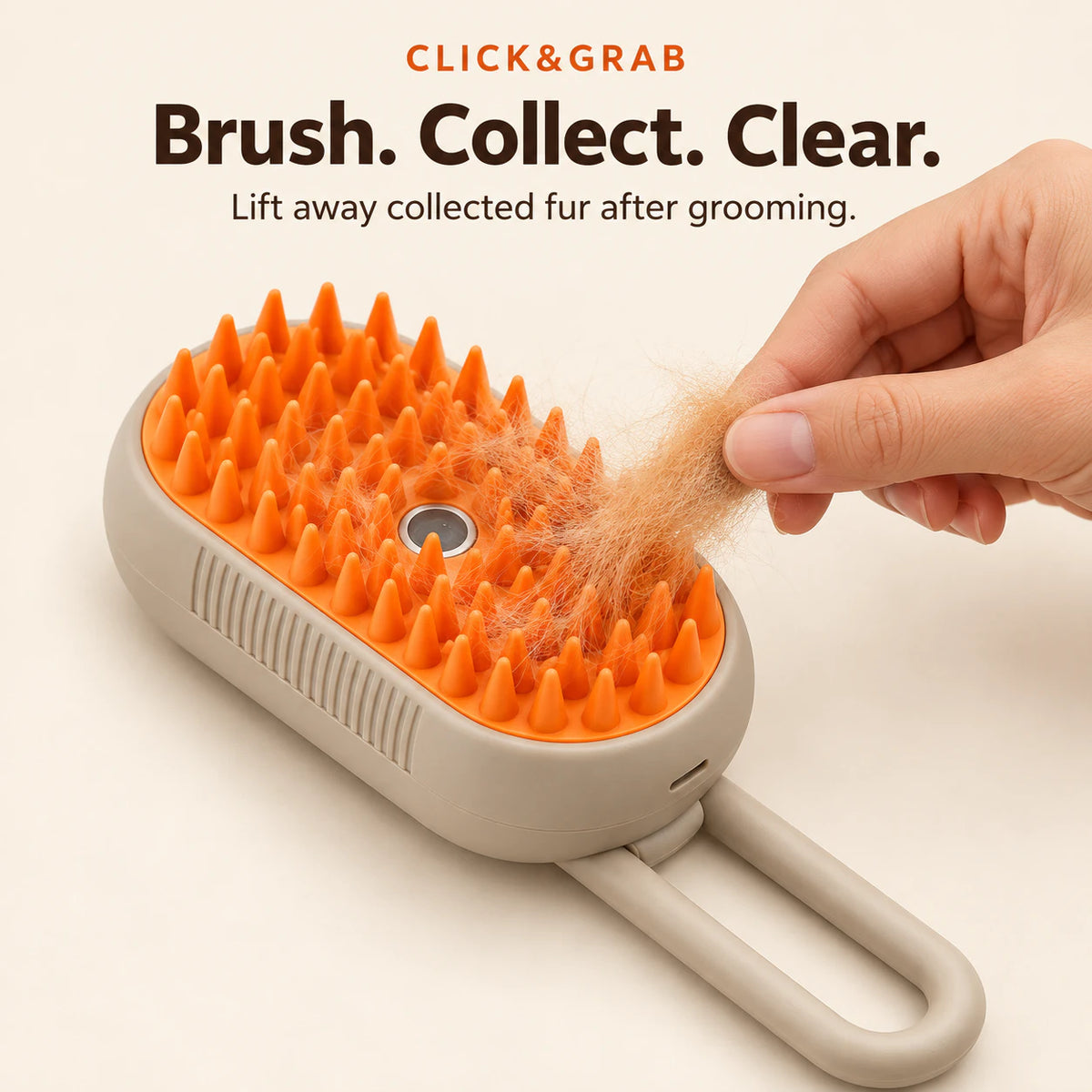 CLICK&GRAB Steam Mist Grooming Brush