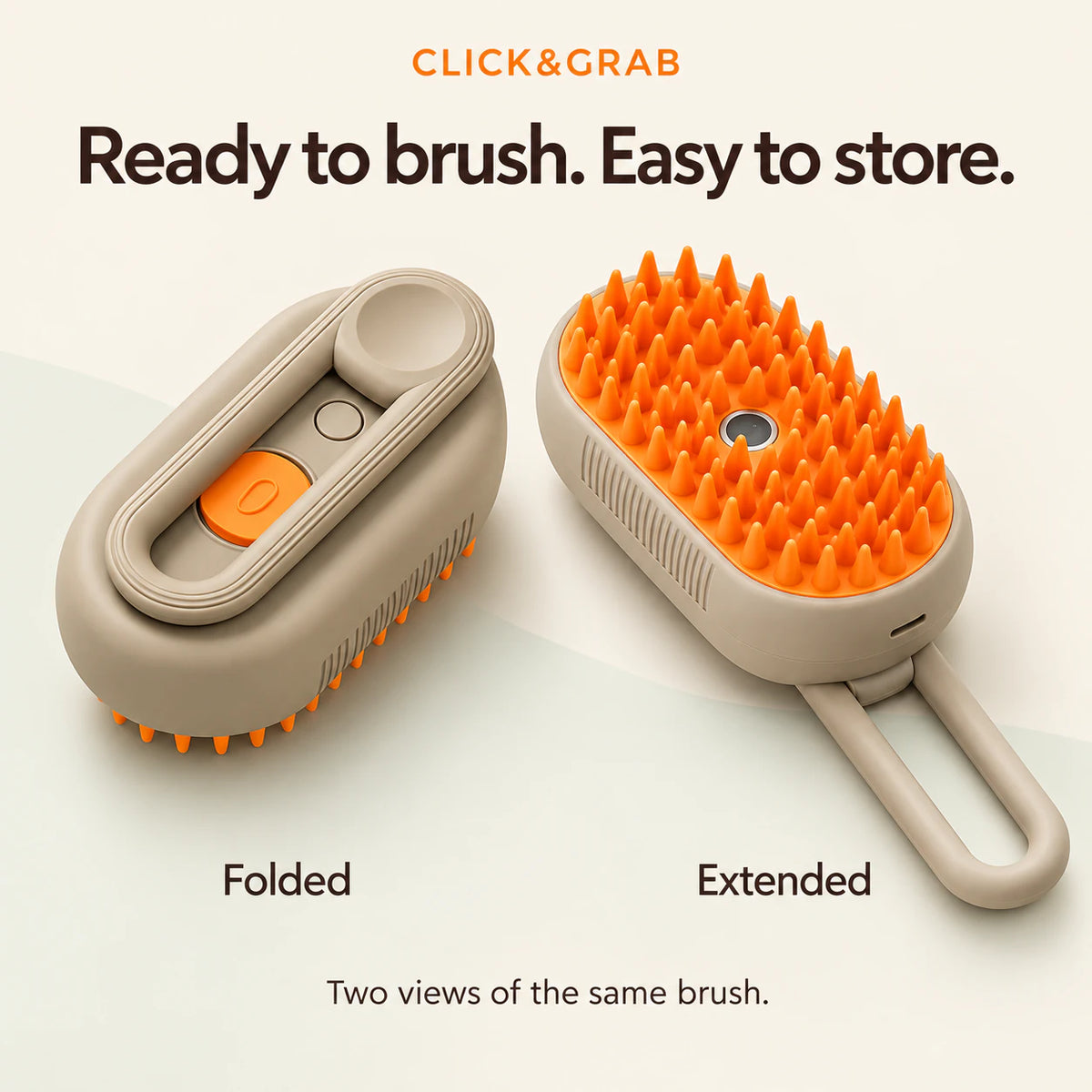 CLICK&GRAB Steam Mist Grooming Brush